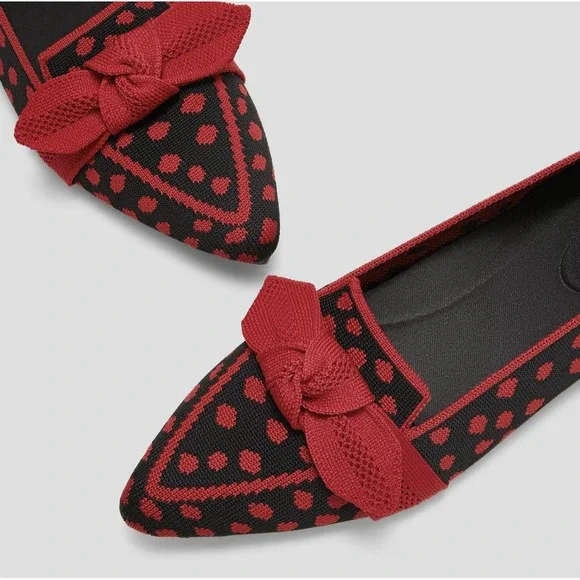 Vivaia Pointed Toe Loafers Michelle 2.0 Ruby Red Women Size 5 Polka Dot Preppy - Picture 5 of 8